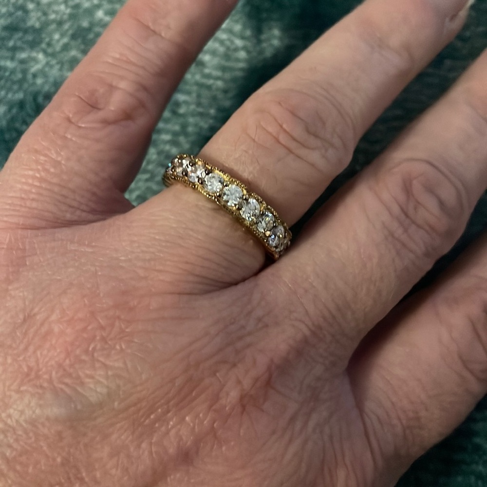 Cubic Zirconia 18k Yellow Gold Over Silver Womens Eternity Band Ring 3.67ctw sz7